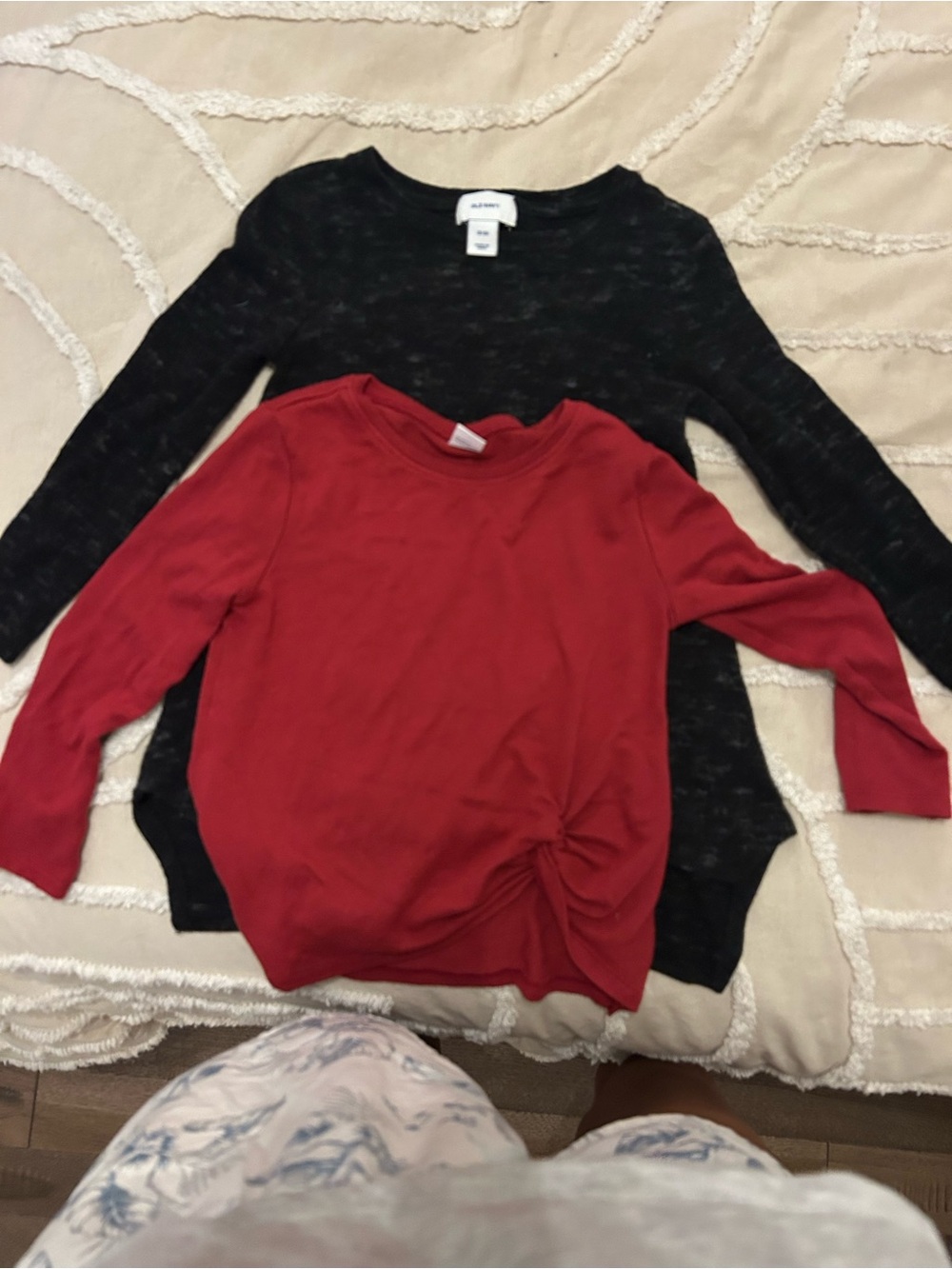 Old Navy Kids Long-Sleeve Tops - Black & Red Crewneck Duo